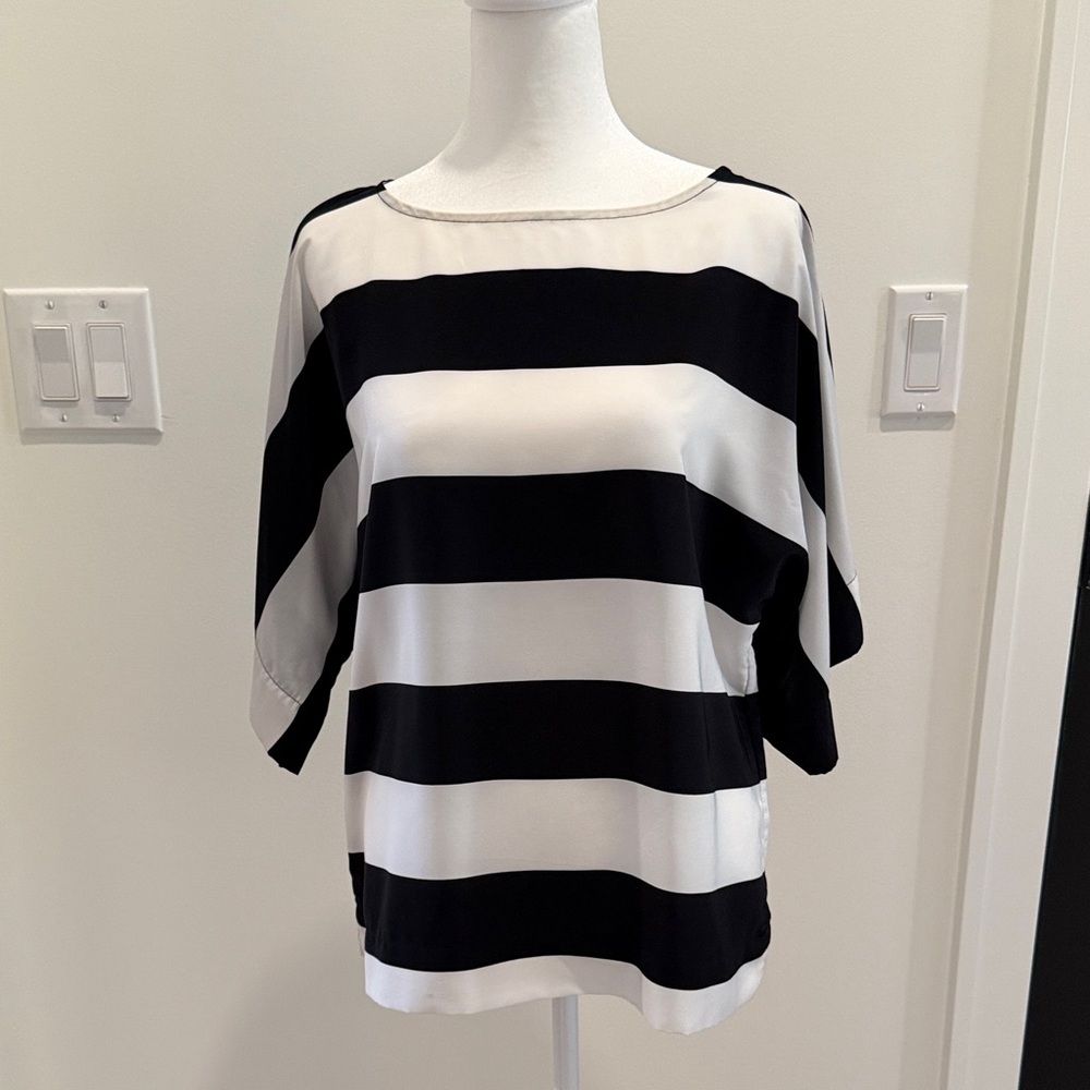 Chico's Black and White Striped Blouse